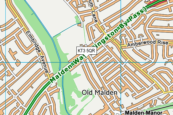 KT3 5QR map - OS VectorMap District (Ordnance Survey)