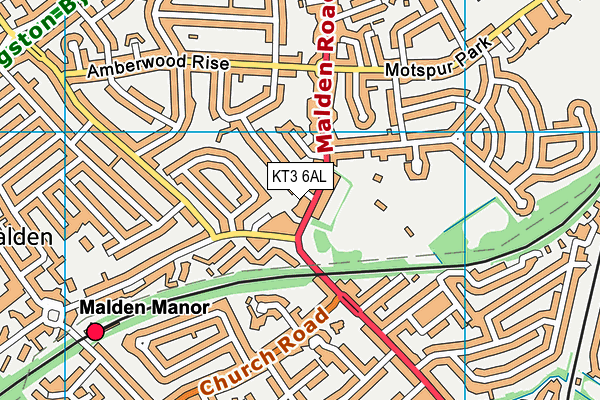 KT3 6AL map - OS VectorMap District (Ordnance Survey)