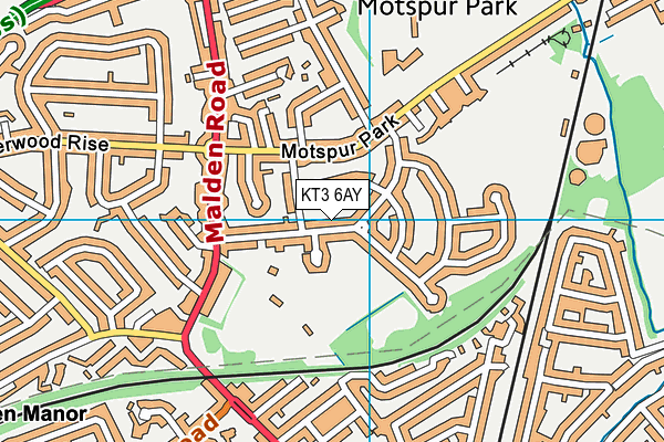 KT3 6AY map - OS VectorMap District (Ordnance Survey)