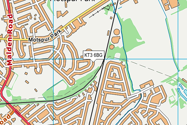 KT3 6BG map - OS VectorMap District (Ordnance Survey)