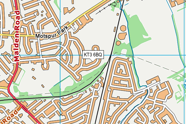 KT3 6BQ map - OS VectorMap District (Ordnance Survey)