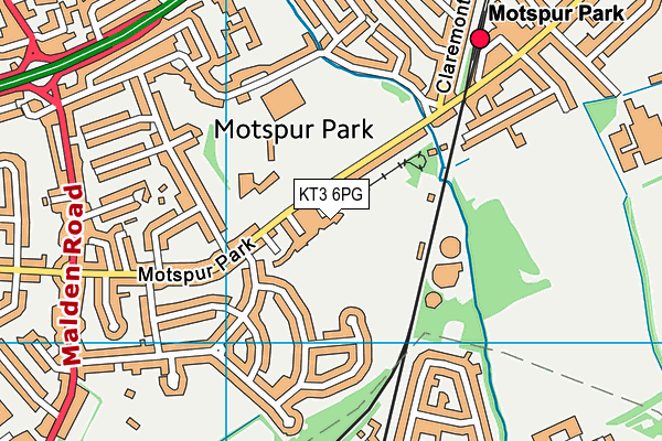 KT3 6PG map - OS VectorMap District (Ordnance Survey)