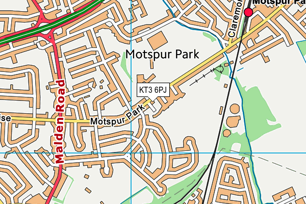 KT3 6PJ map - OS VectorMap District (Ordnance Survey)