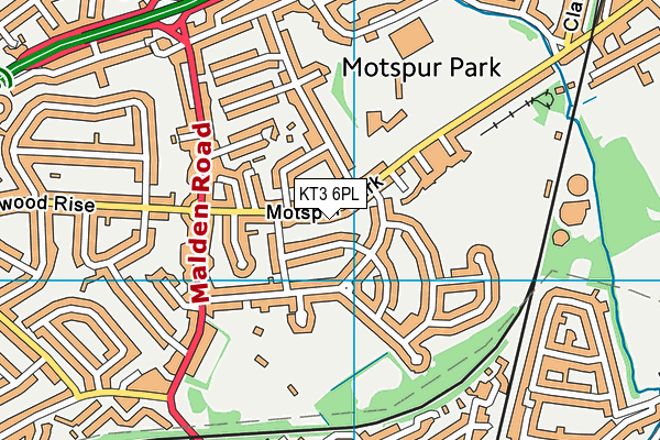 KT3 6PL map - OS VectorMap District (Ordnance Survey)