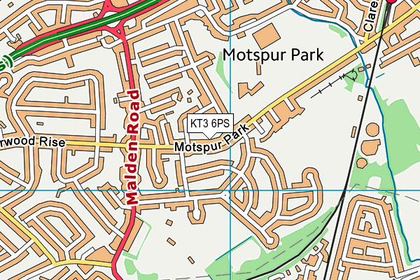 KT3 6PS map - OS VectorMap District (Ordnance Survey)
