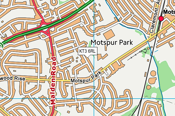 KT3 6RL map - OS VectorMap District (Ordnance Survey)