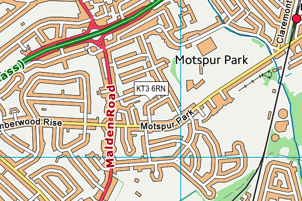 KT3 6RN map - OS VectorMap District (Ordnance Survey)