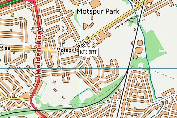 KT3 6RT map - OS VectorMap District (Ordnance Survey)