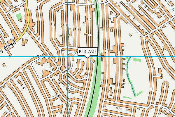 KT4 7AD map - OS VectorMap District (Ordnance Survey)