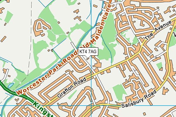 KT4 7AG map - OS VectorMap District (Ordnance Survey)