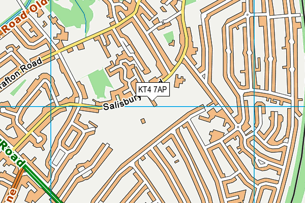 KT4 7AP map - OS VectorMap District (Ordnance Survey)
