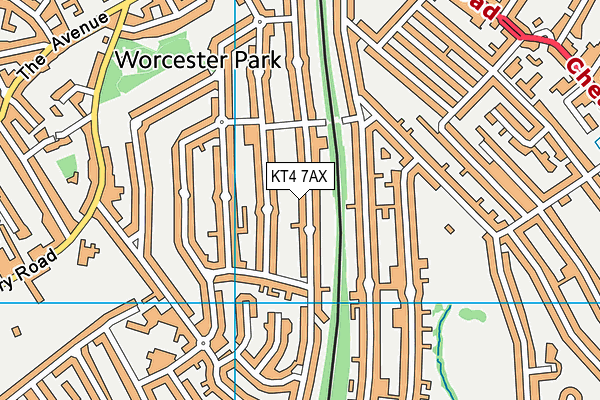 KT4 7AX map - OS VectorMap District (Ordnance Survey)