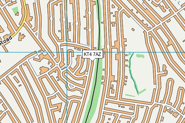 KT4 7AZ map - OS VectorMap District (Ordnance Survey)