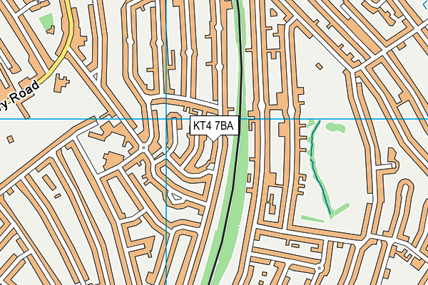 KT4 7BA map - OS VectorMap District (Ordnance Survey)