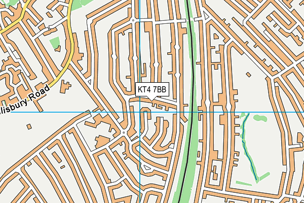KT4 7BB map - OS VectorMap District (Ordnance Survey)