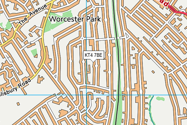 KT4 7BE map - OS VectorMap District (Ordnance Survey)