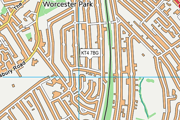 KT4 7BG map - OS VectorMap District (Ordnance Survey)