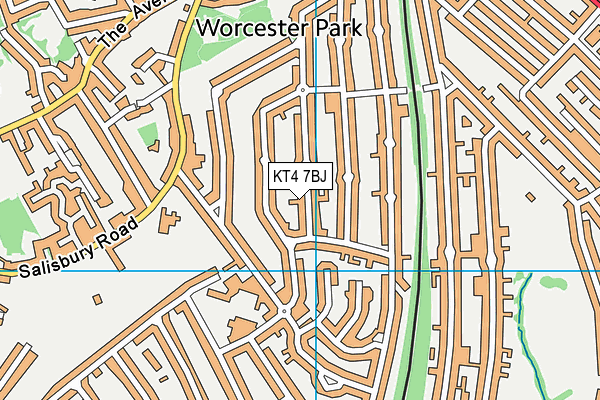 KT4 7BJ map - OS VectorMap District (Ordnance Survey)