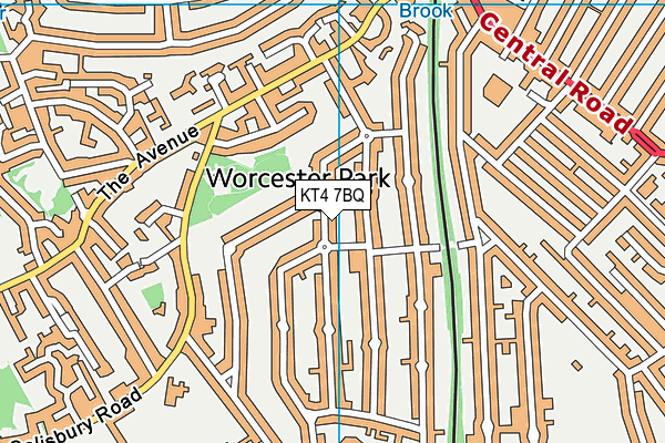 KT4 7BQ map - OS VectorMap District (Ordnance Survey)
