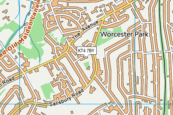 KT4 7BY map - OS VectorMap District (Ordnance Survey)