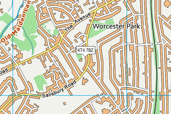 KT4 7BZ map - OS VectorMap District (Ordnance Survey)