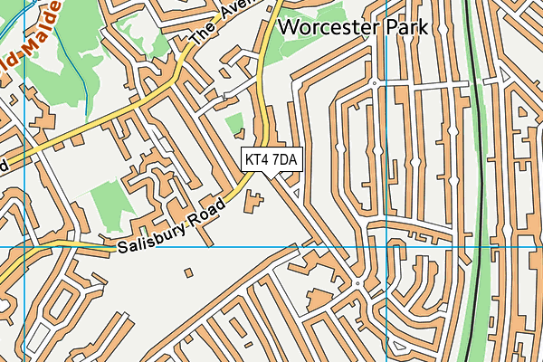 KT4 7DA map - OS VectorMap District (Ordnance Survey)