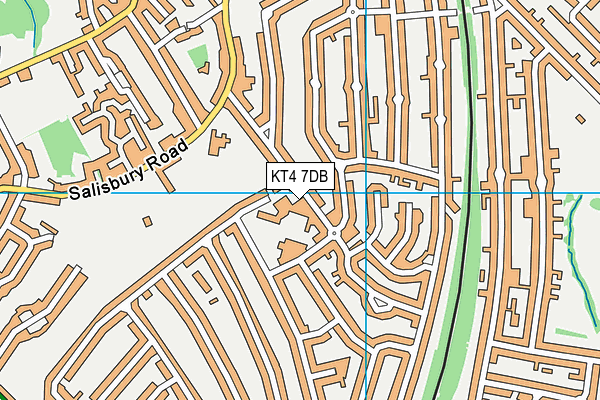 KT4 7DB map - OS VectorMap District (Ordnance Survey)