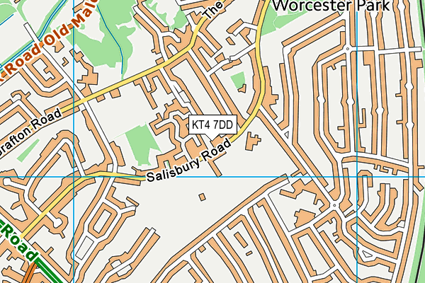 KT4 7DD map - OS VectorMap District (Ordnance Survey)