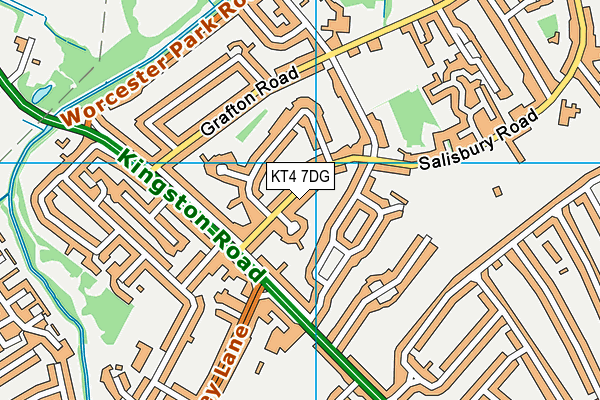 KT4 7DG map - OS VectorMap District (Ordnance Survey)