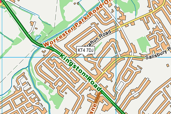 KT4 7DJ map - OS VectorMap District (Ordnance Survey)