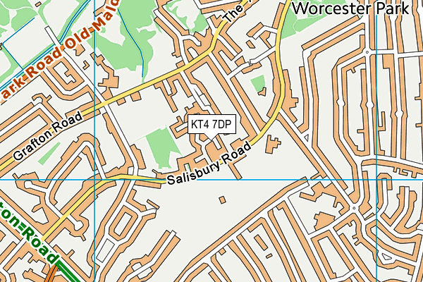 KT4 7DP map - OS VectorMap District (Ordnance Survey)