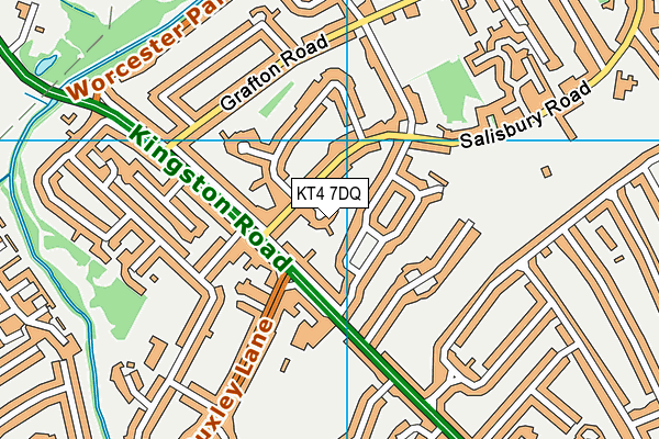 KT4 7DQ map - OS VectorMap District (Ordnance Survey)