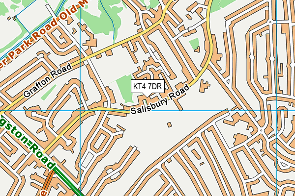 KT4 7DR map - OS VectorMap District (Ordnance Survey)