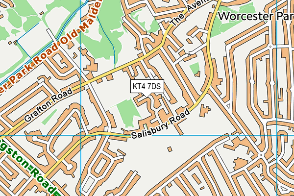 KT4 7DS map - OS VectorMap District (Ordnance Survey)