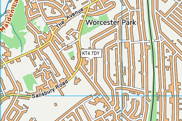 KT4 7DY map - OS VectorMap District (Ordnance Survey)