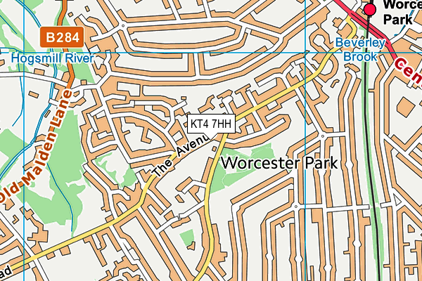 KT4 7HH map - OS VectorMap District (Ordnance Survey)