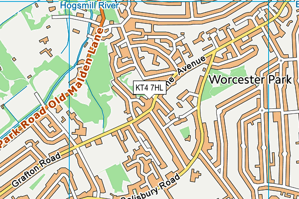 KT4 7HL map - OS VectorMap District (Ordnance Survey)