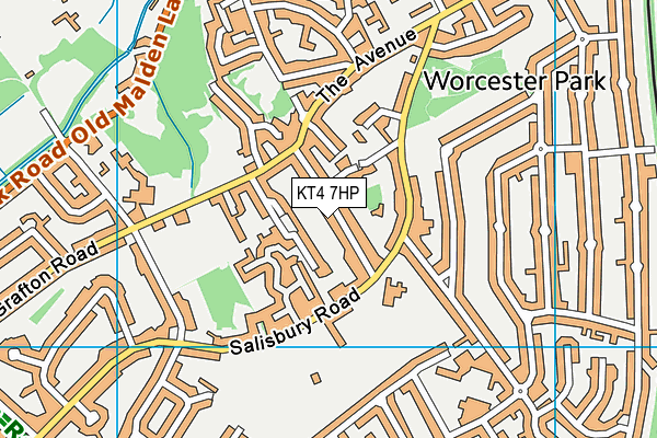 KT4 7HP map - OS VectorMap District (Ordnance Survey)