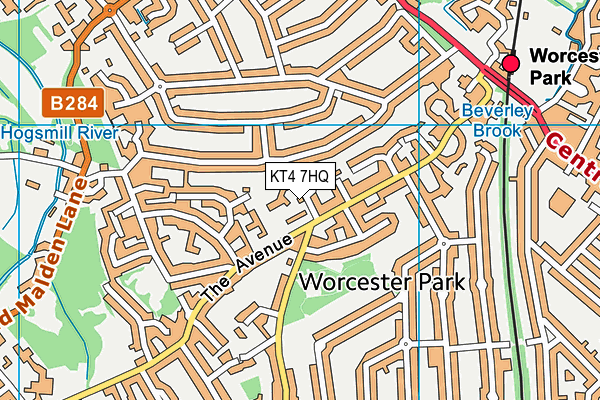 KT4 7HQ map - OS VectorMap District (Ordnance Survey)