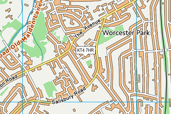 KT4 7HR map - OS VectorMap District (Ordnance Survey)