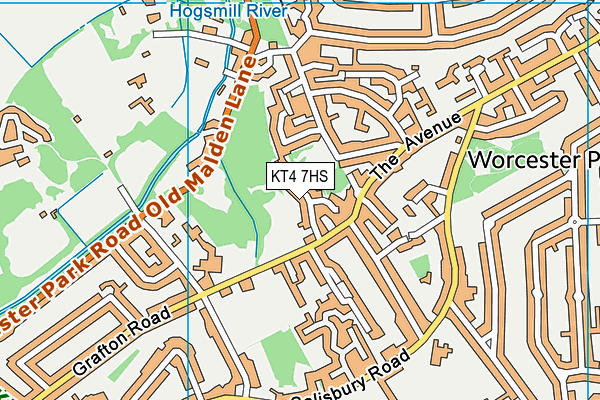 KT4 7HS map - OS VectorMap District (Ordnance Survey)