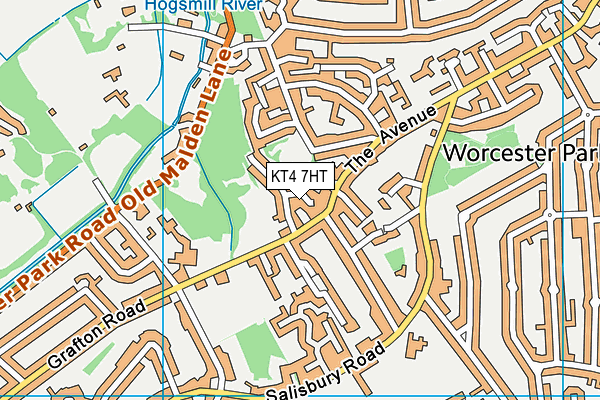 KT4 7HT map - OS VectorMap District (Ordnance Survey)