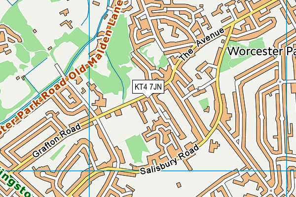 KT4 7JN map - OS VectorMap District (Ordnance Survey)