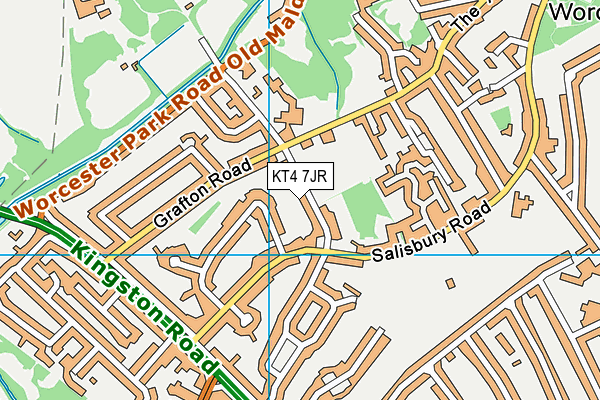 KT4 7JR map - OS VectorMap District (Ordnance Survey)