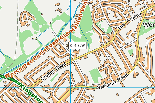 Linden Bridge School map (KT4 7JW) - OS VectorMap District (Ordnance Survey)
