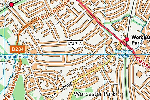 KT4 7LS map - OS VectorMap District (Ordnance Survey)