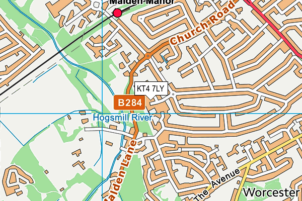KT4 7LY map - OS VectorMap District (Ordnance Survey)