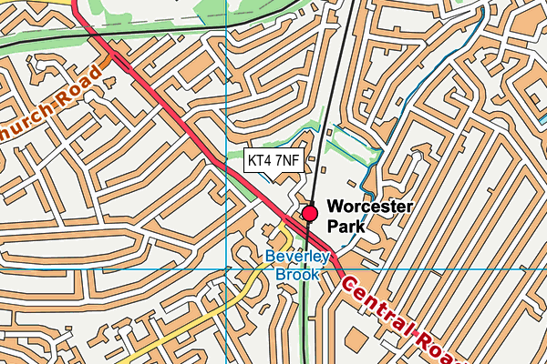 KT4 7NF map - OS VectorMap District (Ordnance Survey)