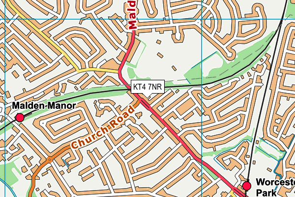 KT4 7NR map - OS VectorMap District (Ordnance Survey)