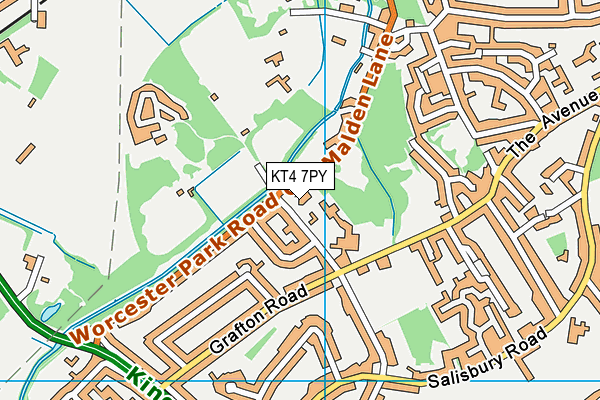 KT4 7PY map - OS VectorMap District (Ordnance Survey)